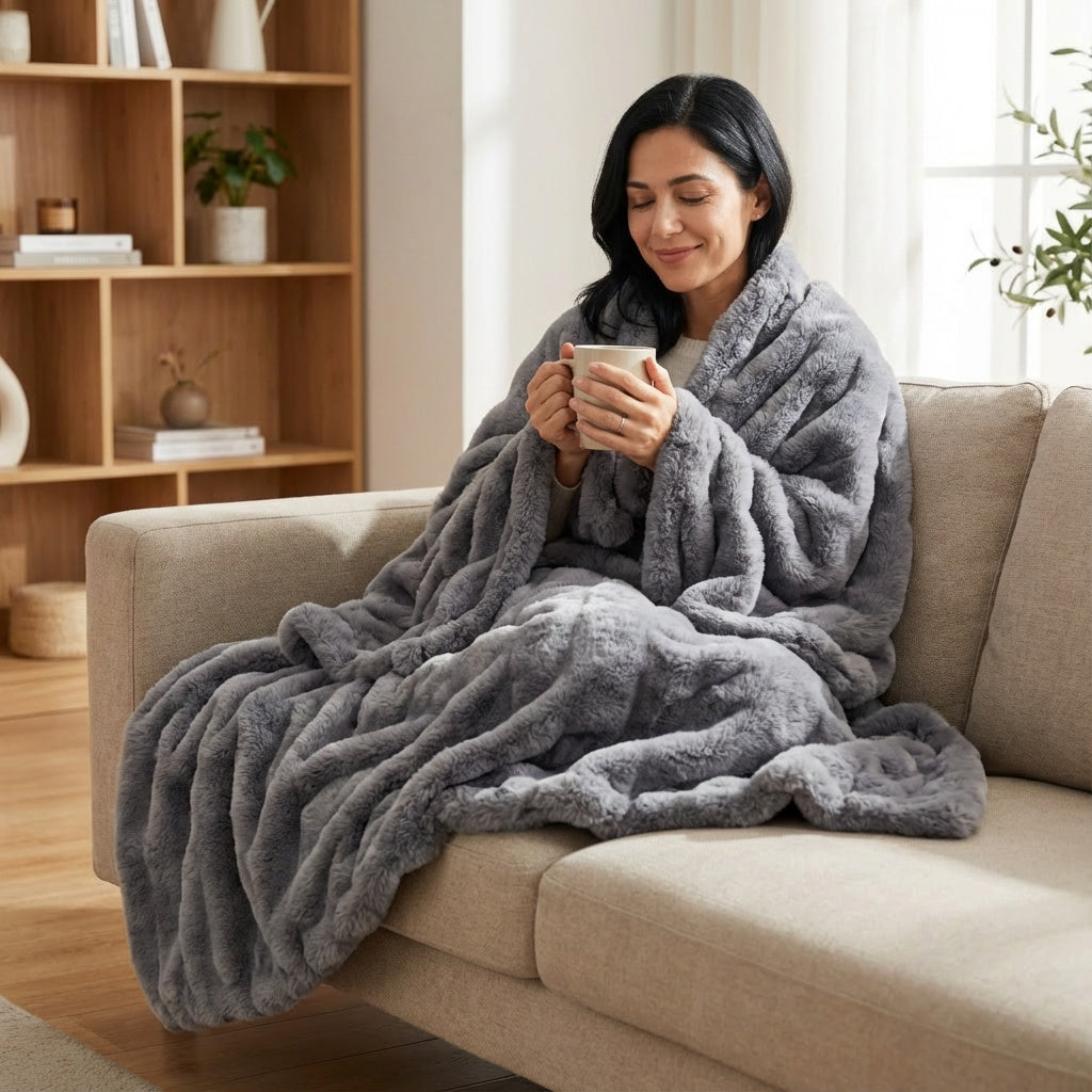 Wrapse Faux Fur Heated Blanket